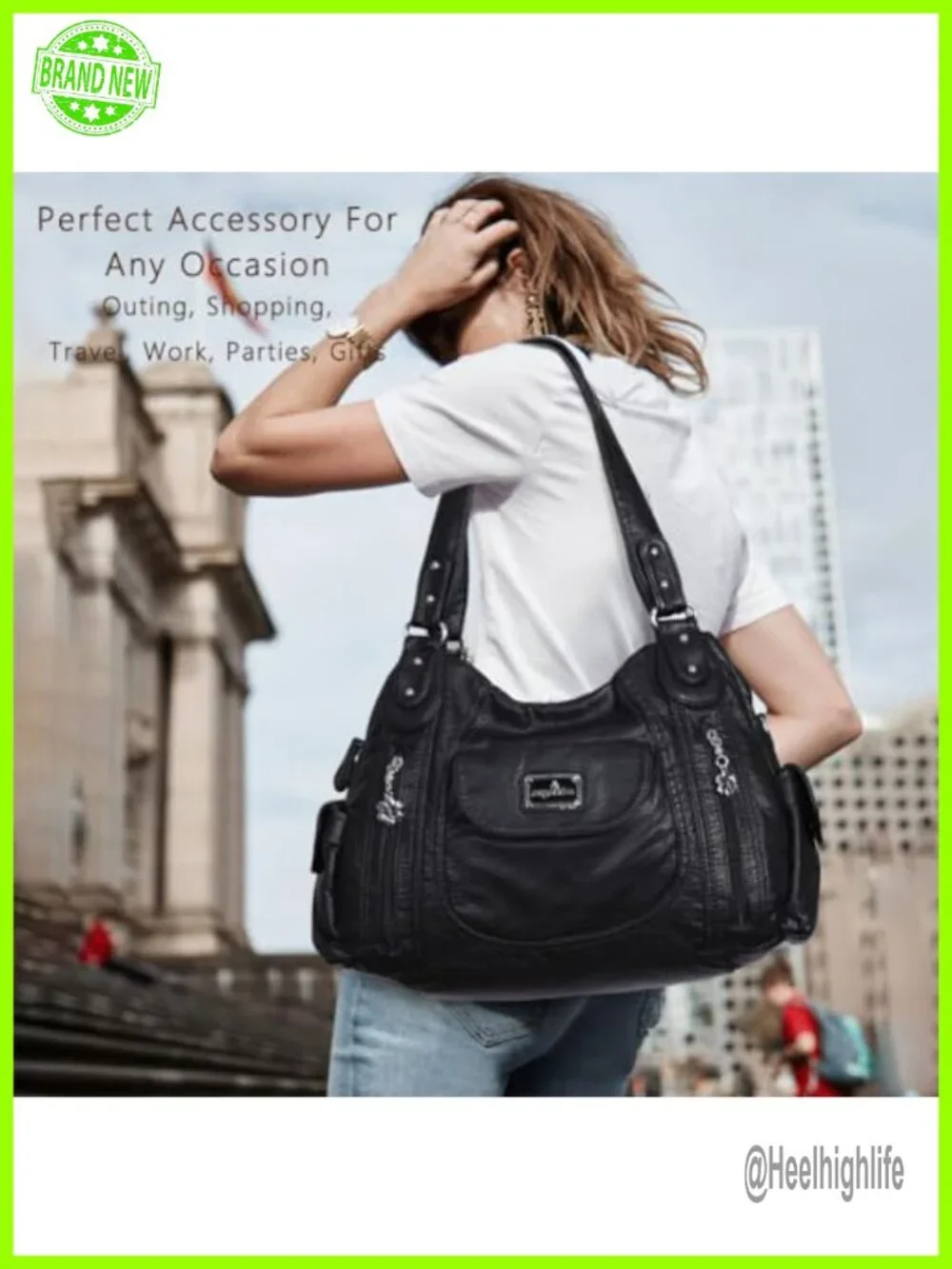 Faux Leather Large Hobo Bag with Multiple Pockets Shoulder Crossbody Tote